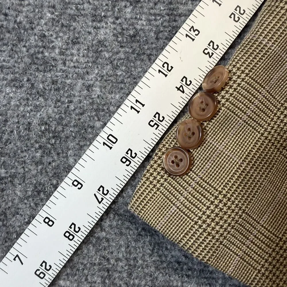 Lauren Ralph Lauren Mens Tan Glen Plaid Blazer Sport Coat 2 Button Classic